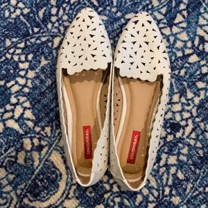 White Leather Cutout Flats